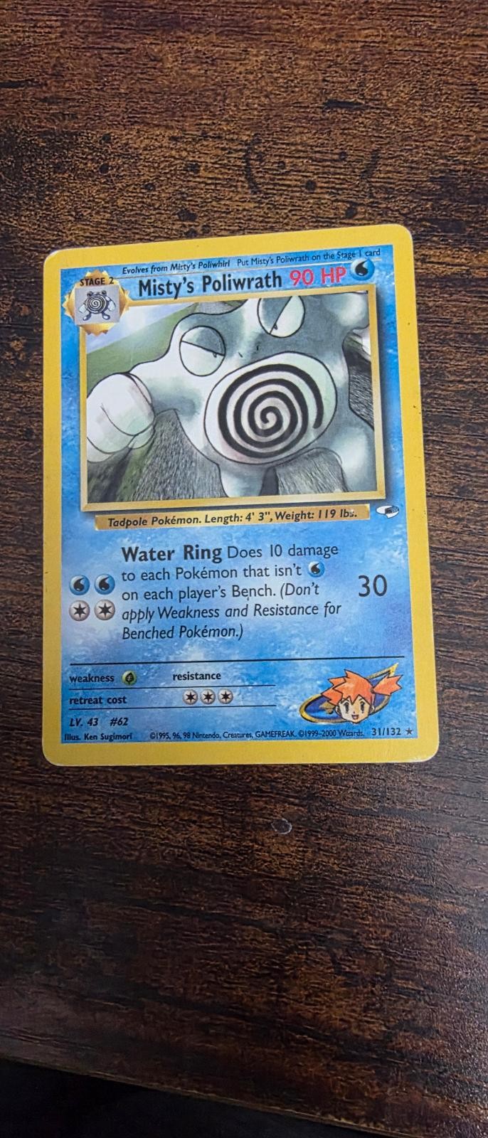 Misty’s Poliwrath 31/132 Rare Gym Heroes Pokemon Lightly Played