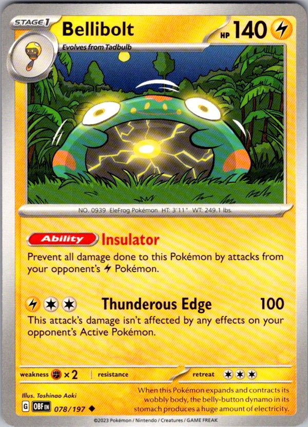 BELLIBOLT 078/197 OBSIDIAN FLAMES POKEMON