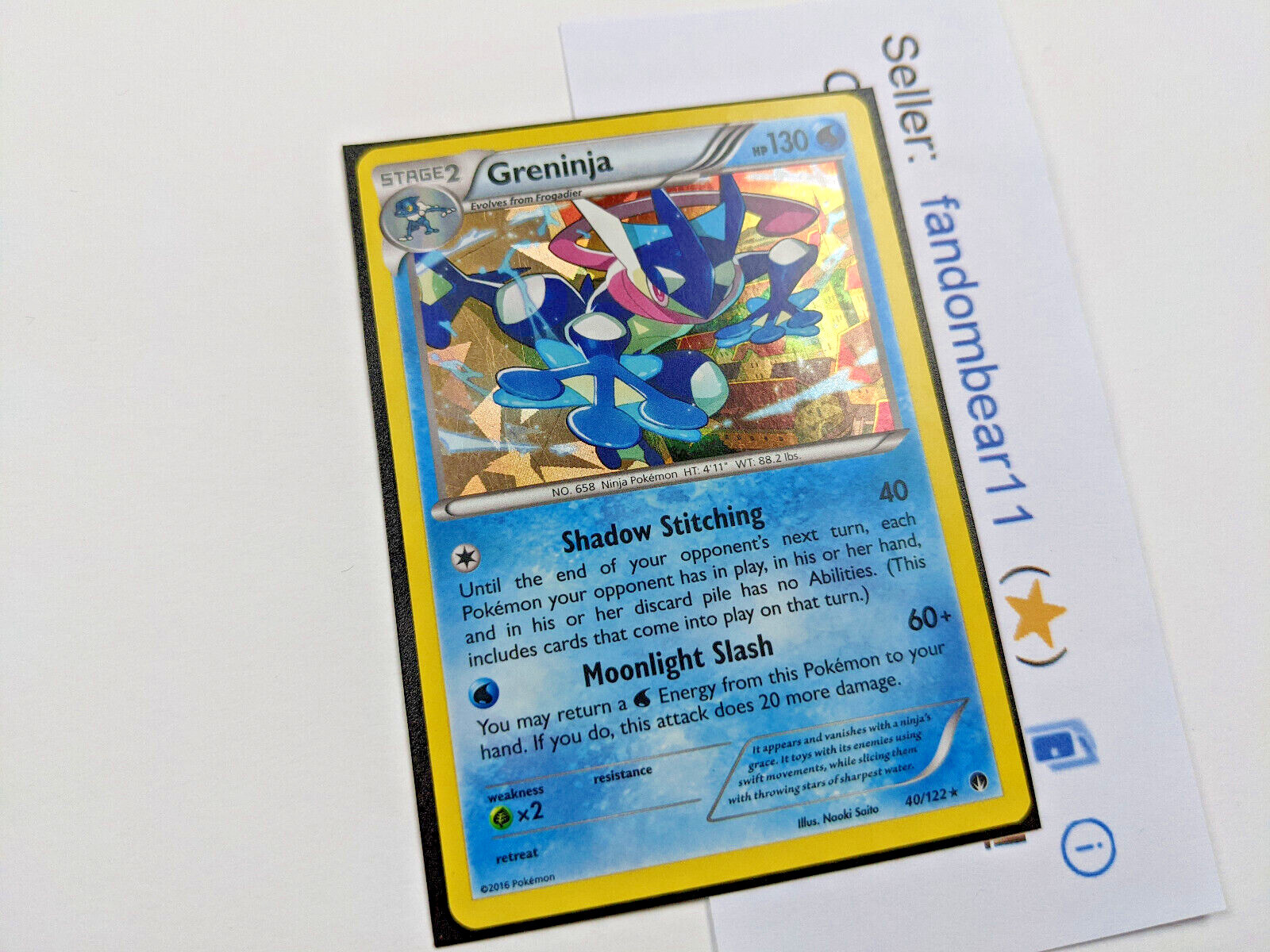 Greninja SHATTERED HOLO Cracked Ice PROMO card 40/122 XY Breakpoint 2016 Pokemon