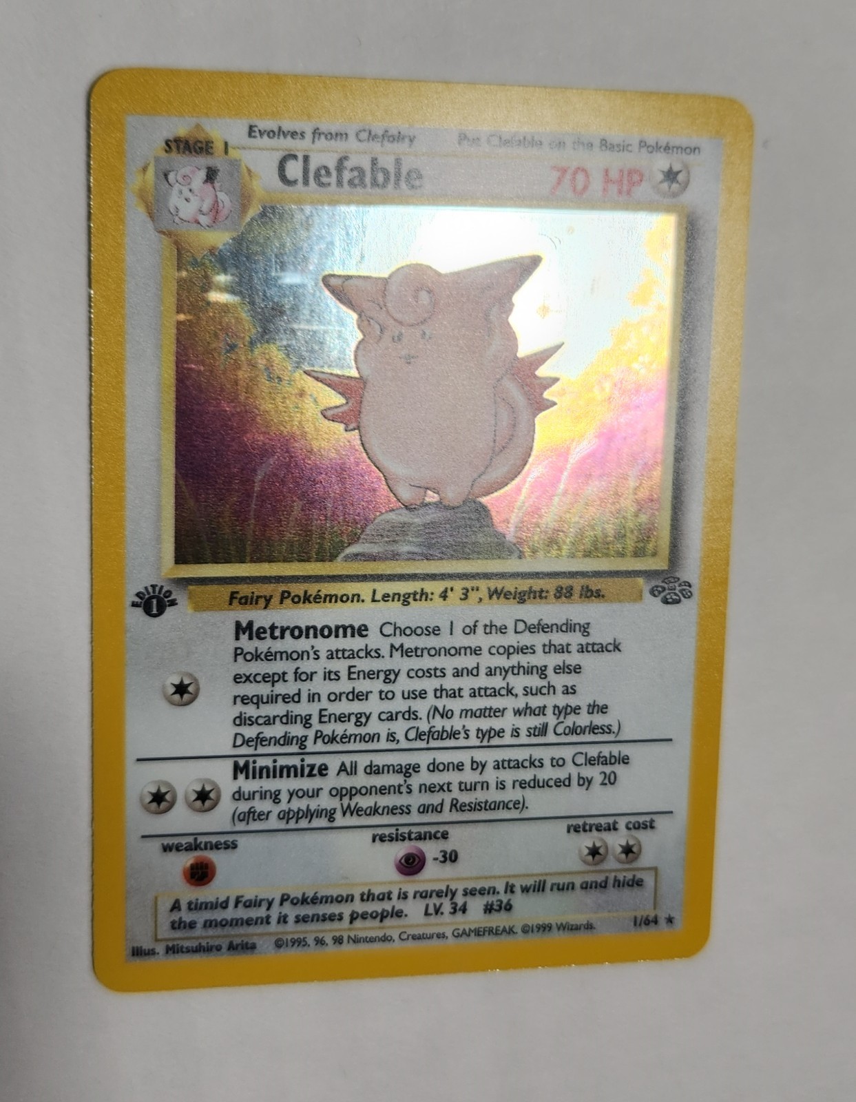 Pokemon TCG – Clefable – 1st Edition Holo – Lightly Played – 01/64 Jungle Set