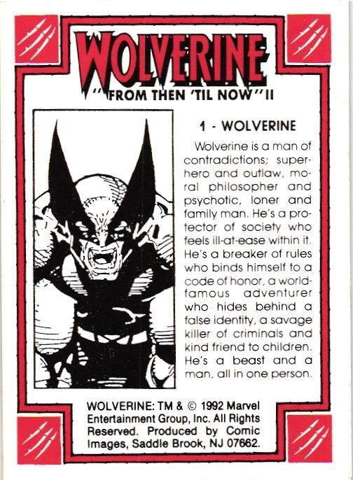 #1 Wolverine 1992 Comic Images Wolverine From Then ‘Til Now II X-Men Card