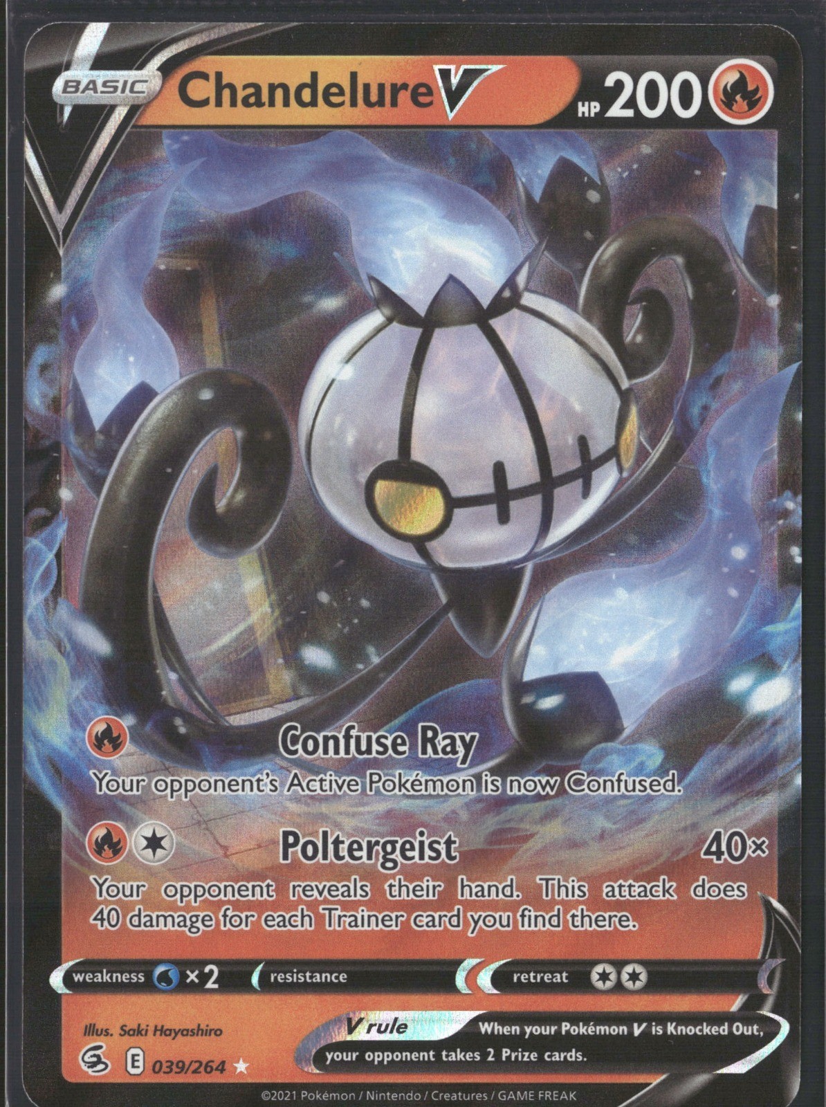 Chandelure V Holo Ultra Rare SWSH08: Fusion Strike 039/264 NM
