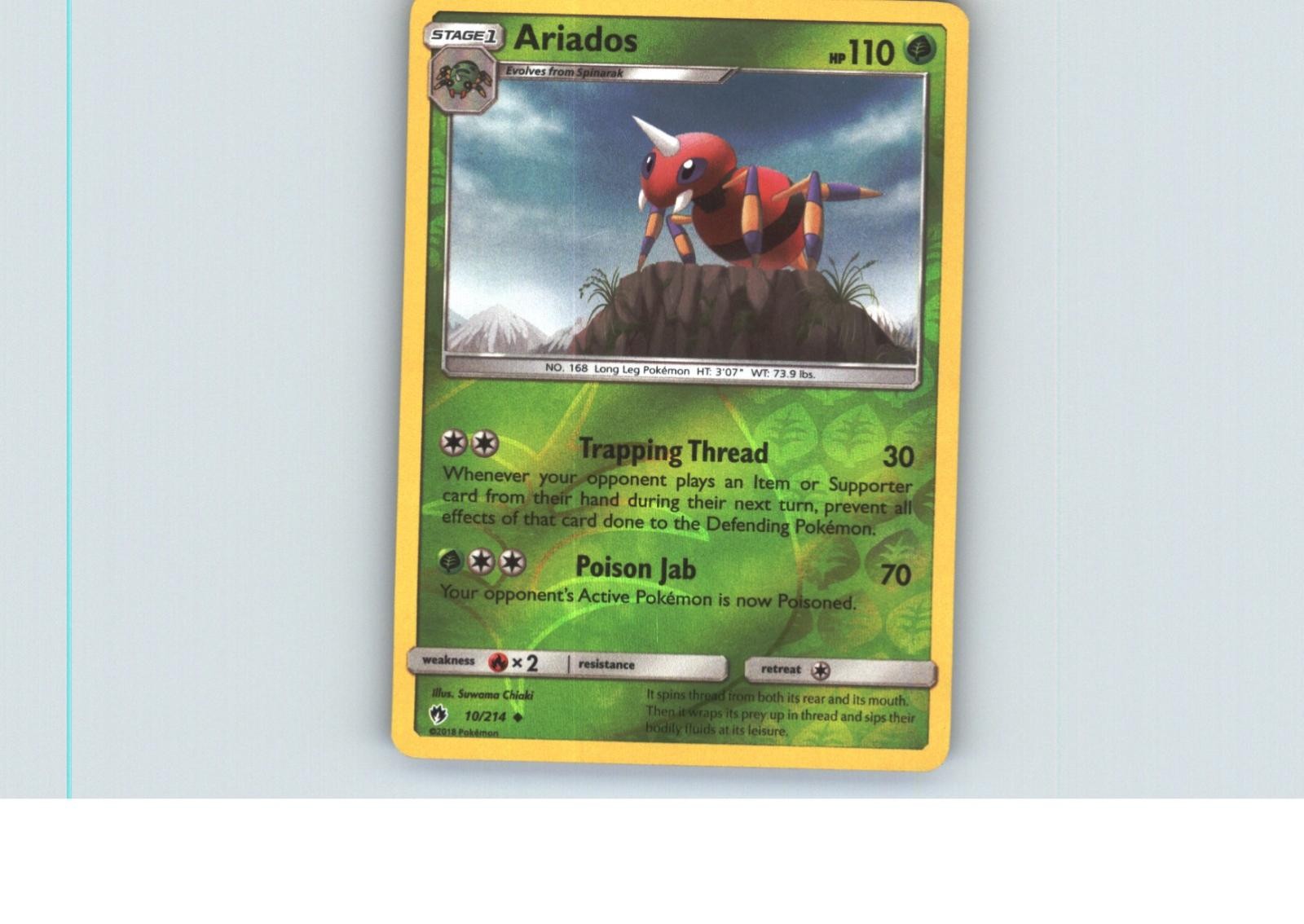 Ariados 10/214 Uncommon Lost Thunder Pokemon Reverse Holo Near Mint