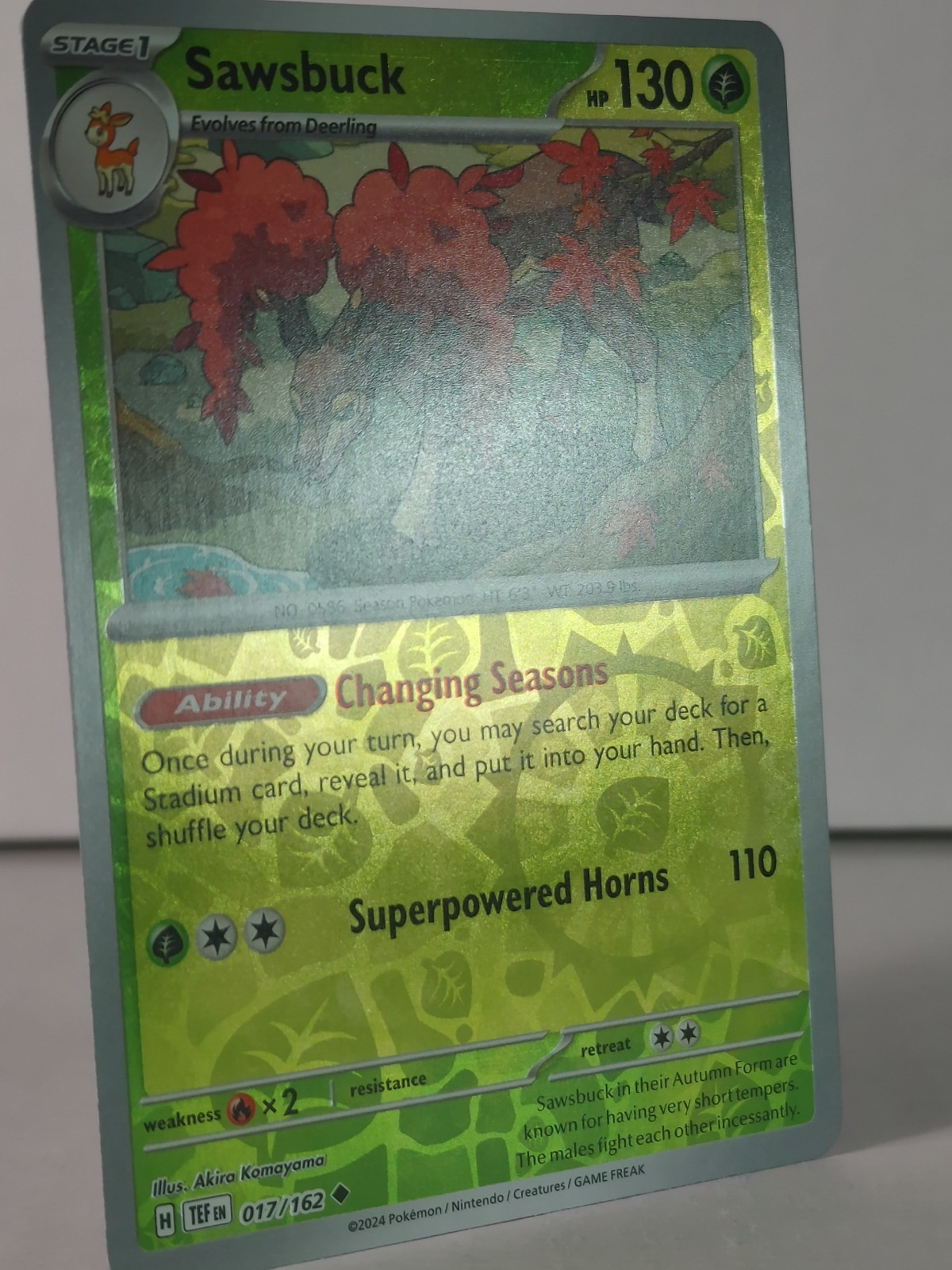 Sawsbuck – Reverse Holo – Temporal Forces #017 – POKEMON – NM – V
