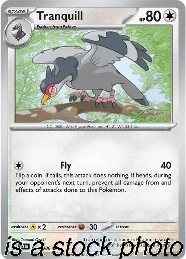 Tranquill 072/086 SV: Black Bolt Reverse Holofoil Pokemon (LP-NM)