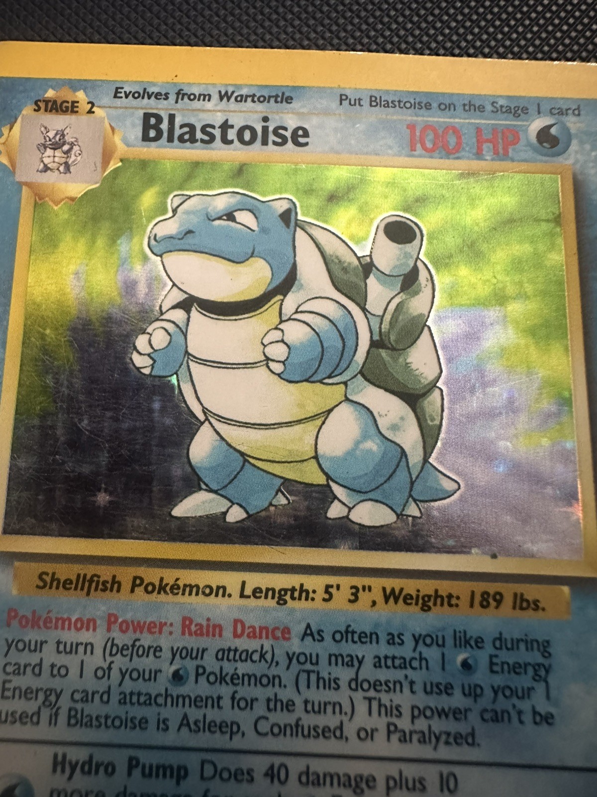 Pokemon Base Set Blastoise 2/102 Holo Unlimited HP Heavy Play Vintage WOTC