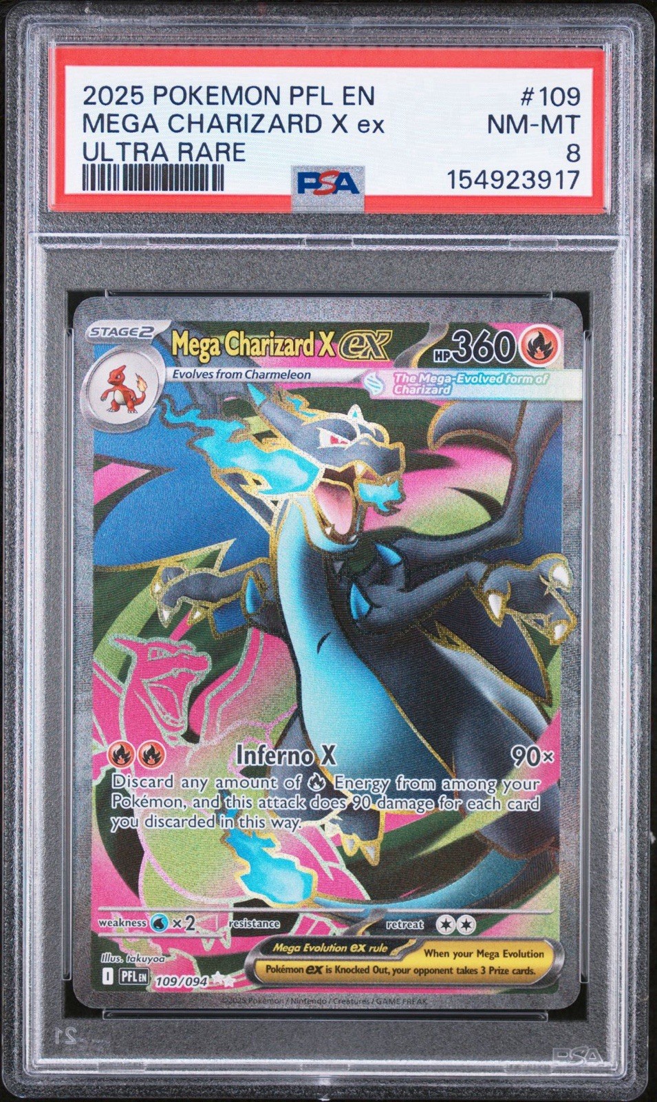 Mega Charizard X ex 109/094 Phantasmal Flames Holo – (PSA 8)