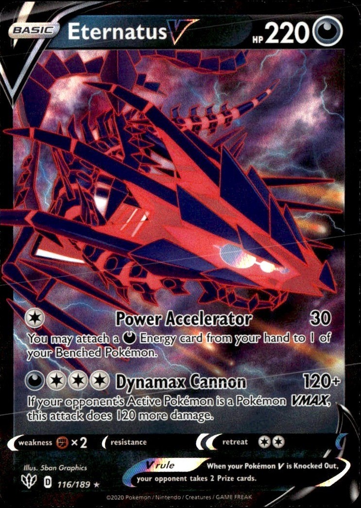 Eternatus V Ultra Rare SWSH03: Darkness Ablaze 116/189 NM 5ban Graphics
