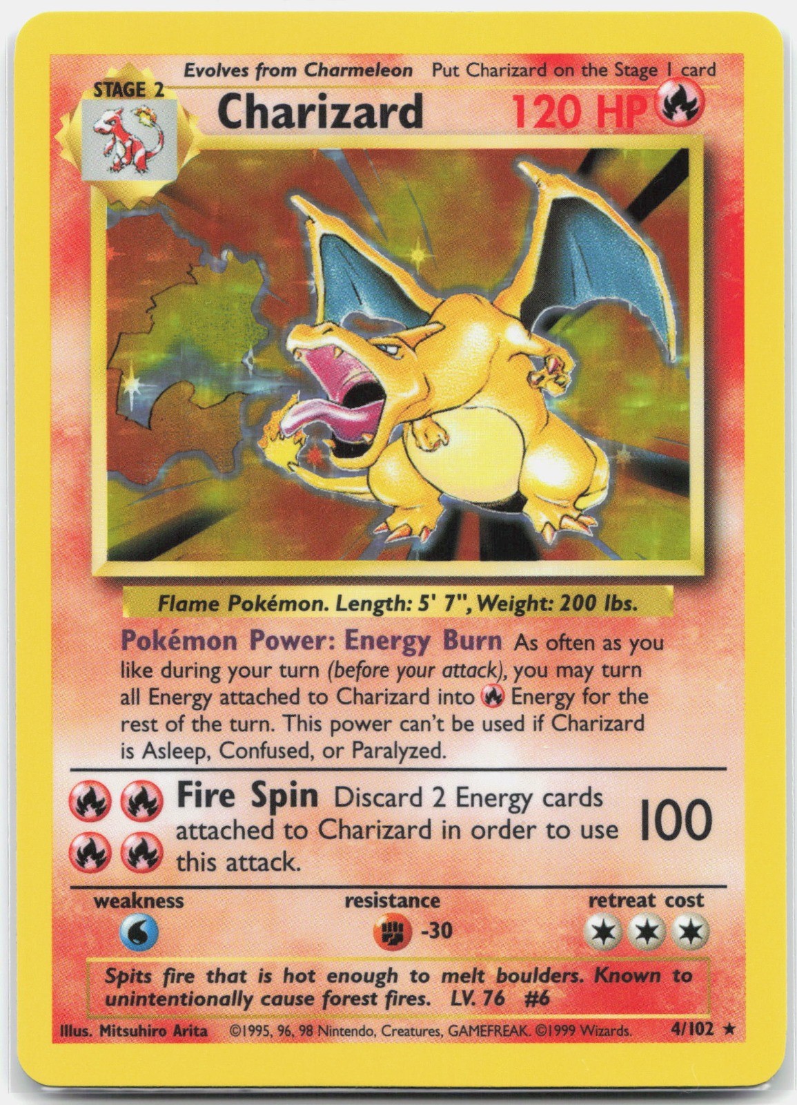 Charizard Holo Rare Base Set BS Fire Holo 004/102 1999 LP/NM!