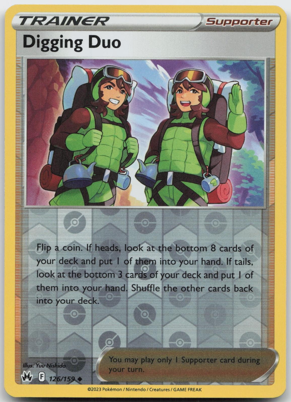 DIGGING DUO 126/159 UC CROWN ZENITH POKEMON REVERSE HOLO NEAR MINT