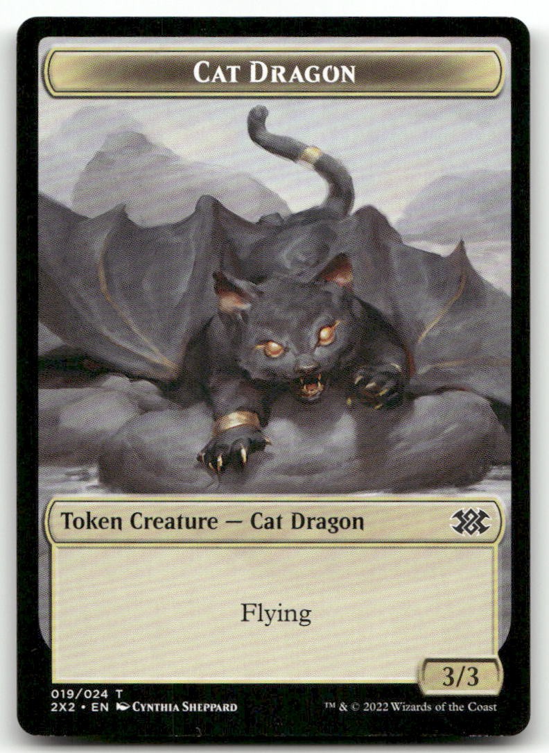Cat Dragon // Spirit (002) Double-Sided Token #19 // 2 LP Double Masters 2022