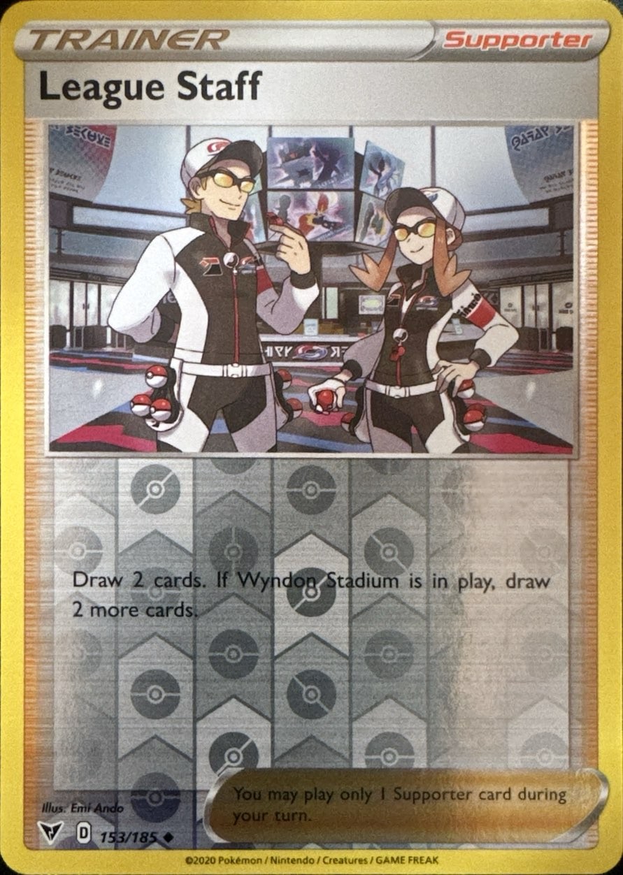 League Staff 153/185 Uncommon Vivid Voltage Pokemon Reverse Holo Near Mint