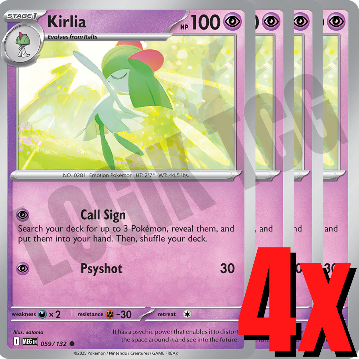 4x Kirlia 059/132 x4 – Mega Evolutions – Pokemon TCG – Playset
