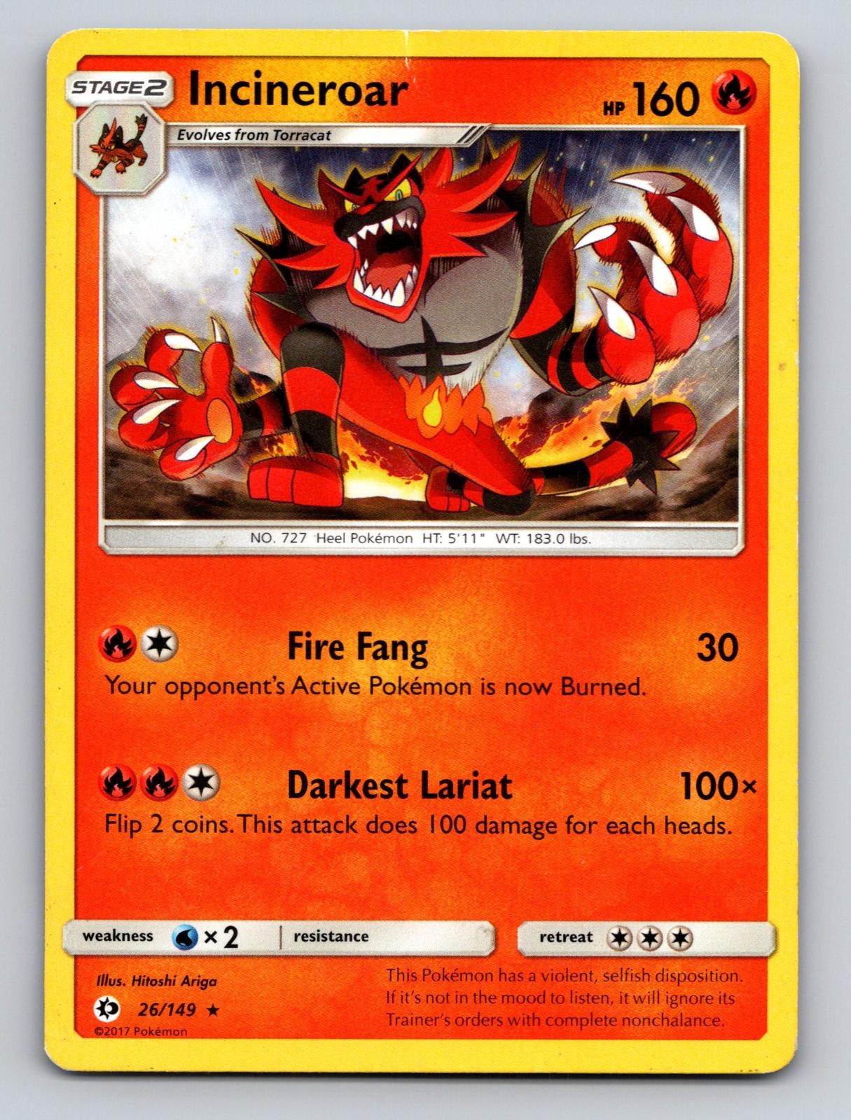 Incineroar 26/149 Rare SM Base Set Pokemon