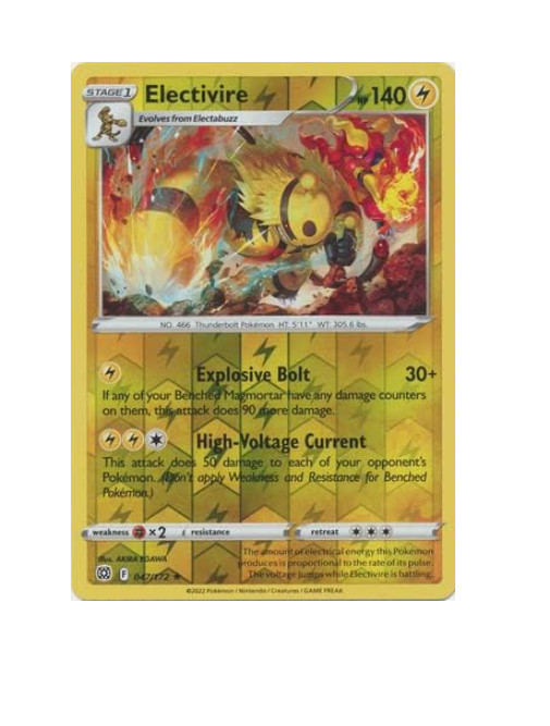 Pokemon – ELECTIVIRE 047/172 – Reverse Holo Rare – Brilliant Stars – NM/M – New