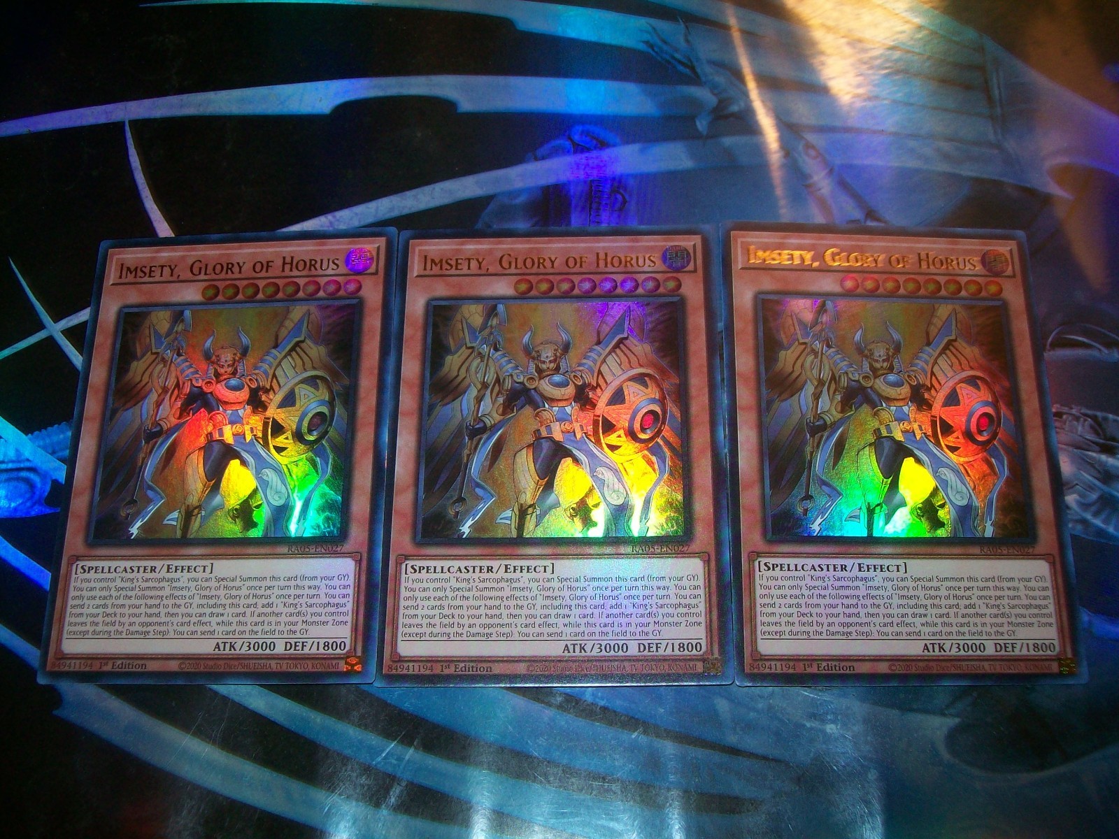 3x Imsety, Glory of Horus 1st Edition Ultra Rare RA05-EN027 Yu-Gi-Oh!