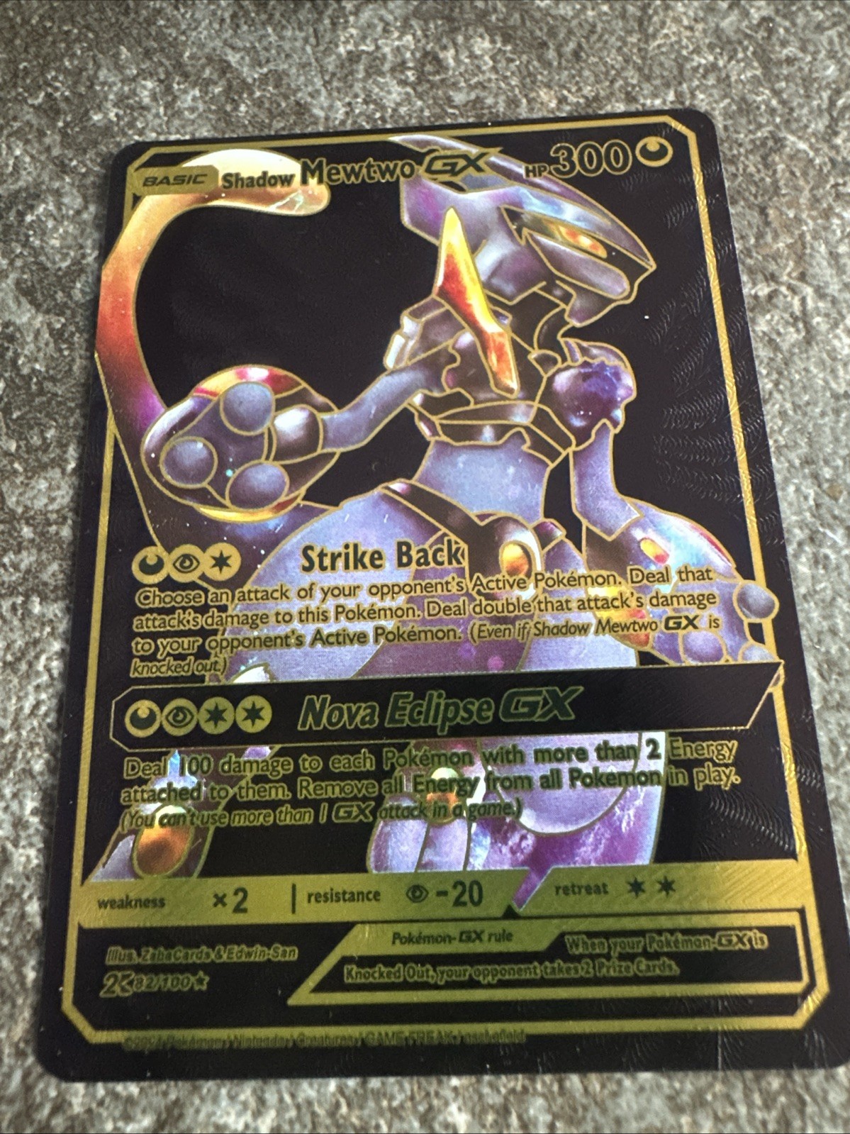 Mewtwo Gx Black Foil Fan Art Card NM