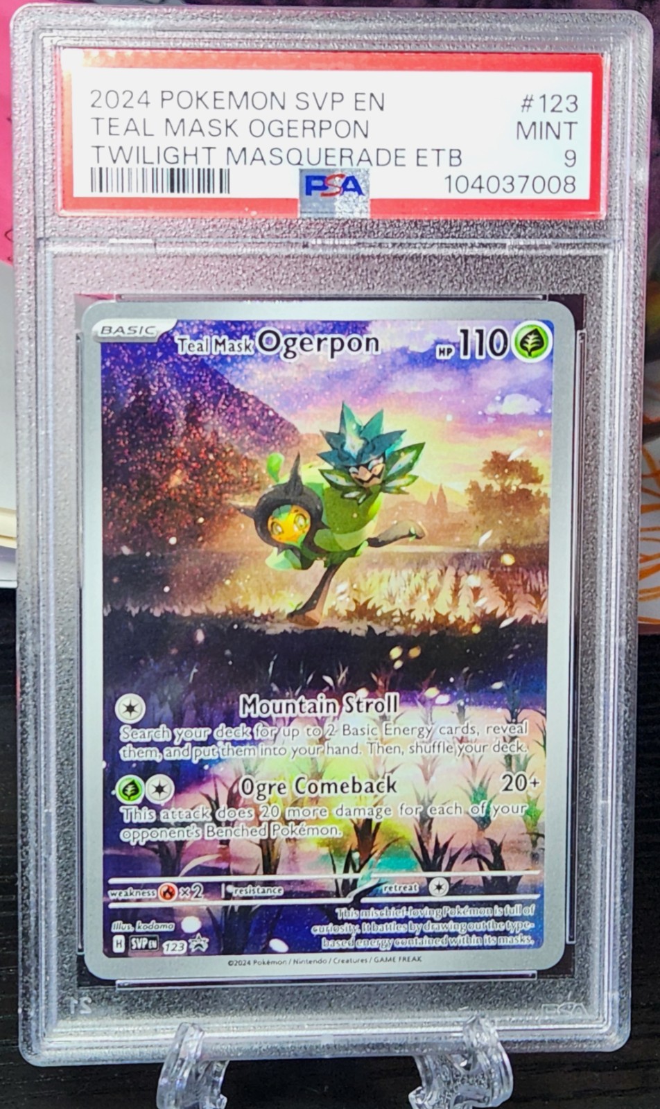 Teal Mask Ogerpon – 2024 Pokemon SVP EN Twilight Masquerade graded PSA 9 Mint
