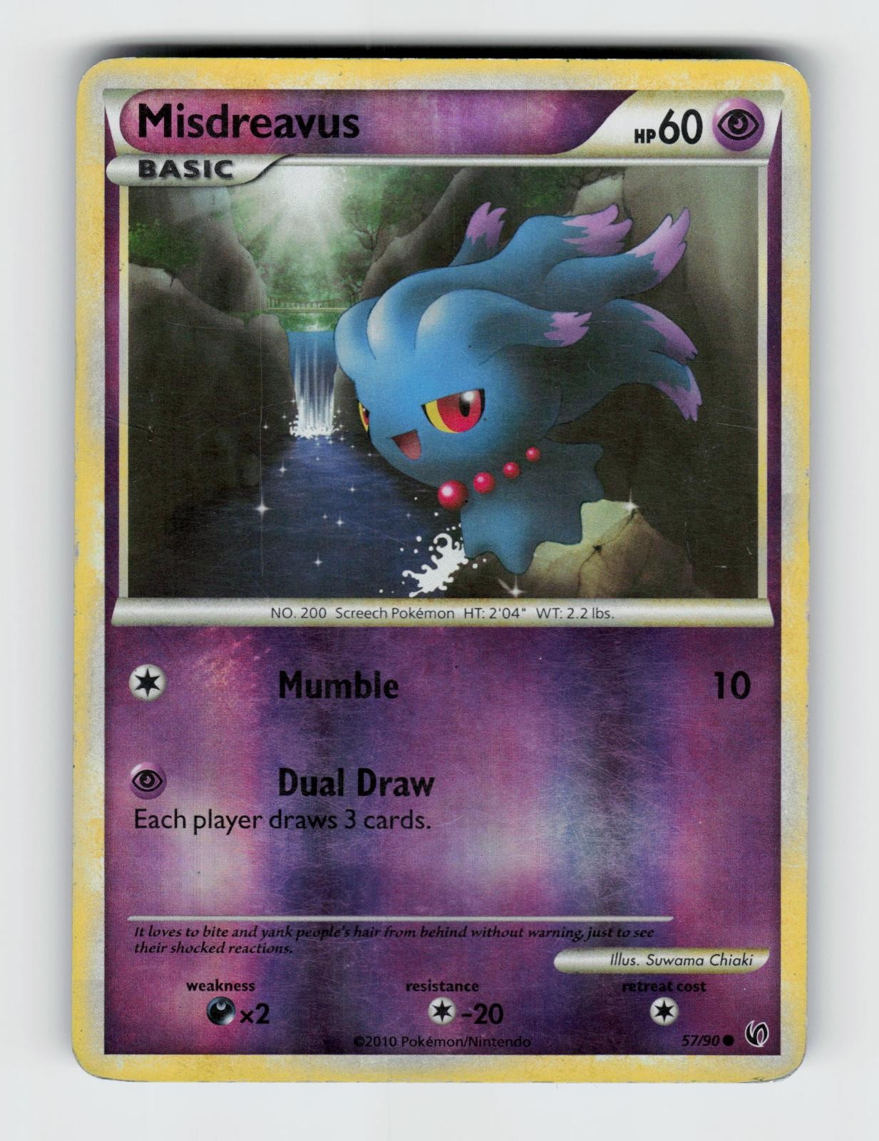 Misdreavus 57/90 Reverse Holo Common HGSS Undaunted Pokemon 2010 MP