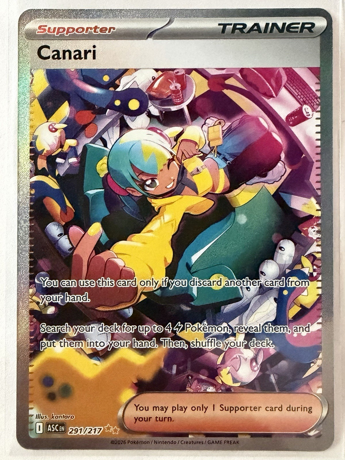 Pokemon TCG Canari 291/217 Ascended Heroes Trainer Supporter SIR FA Holo