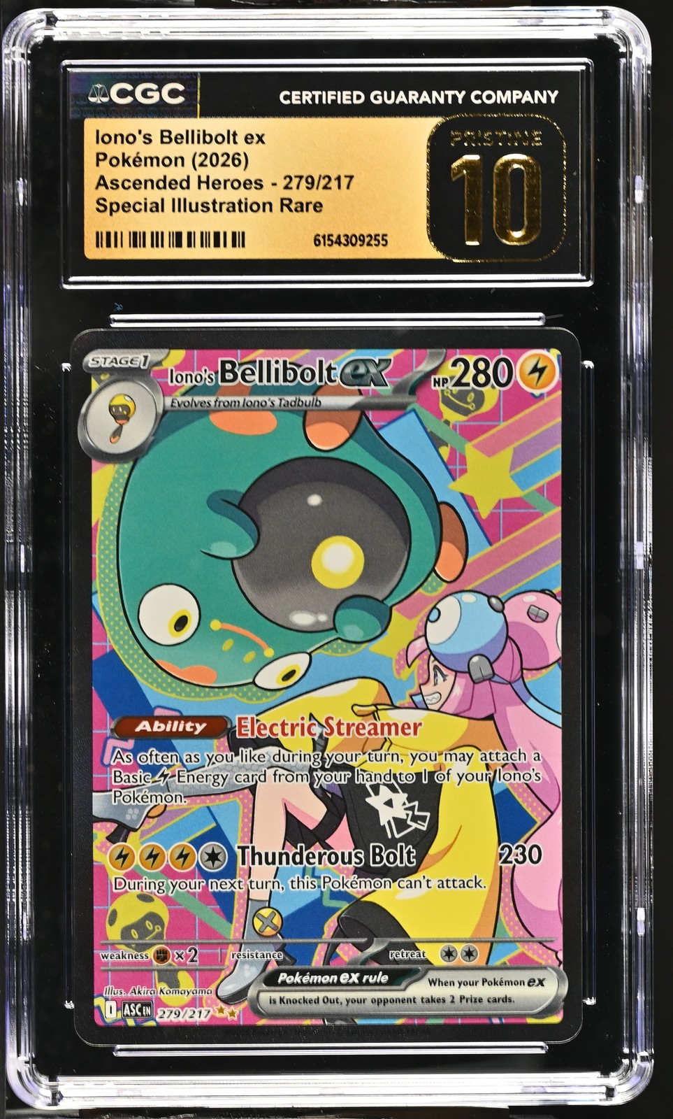 Iono’s Bellibolt Ex 279/217 SIR – Pokémon Ascended Heroes CGC 10 Pristine