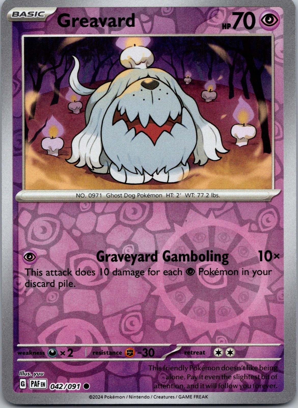 Greavard Reverse Holo Common SV: Paldean Fates 042/091 NM