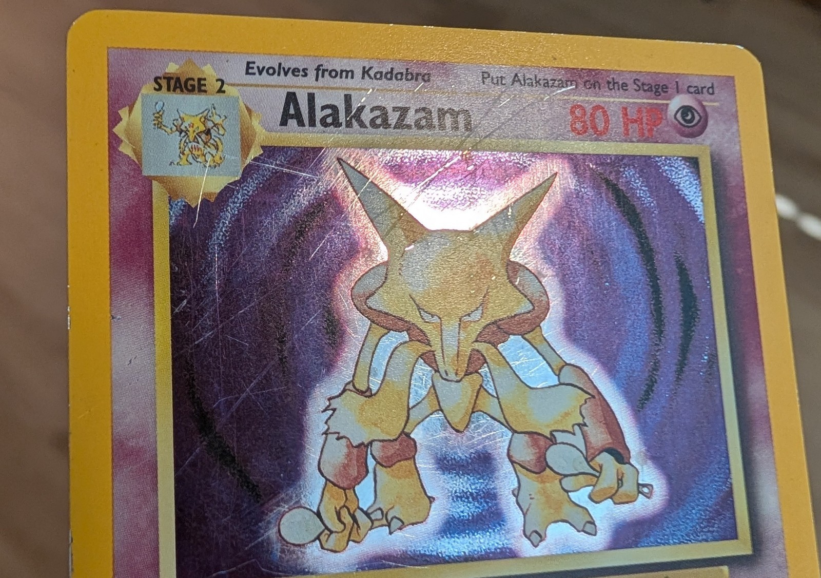 Pokemon Card Base Set Unlimited Alakazam 1/102 Holo Holo Rare