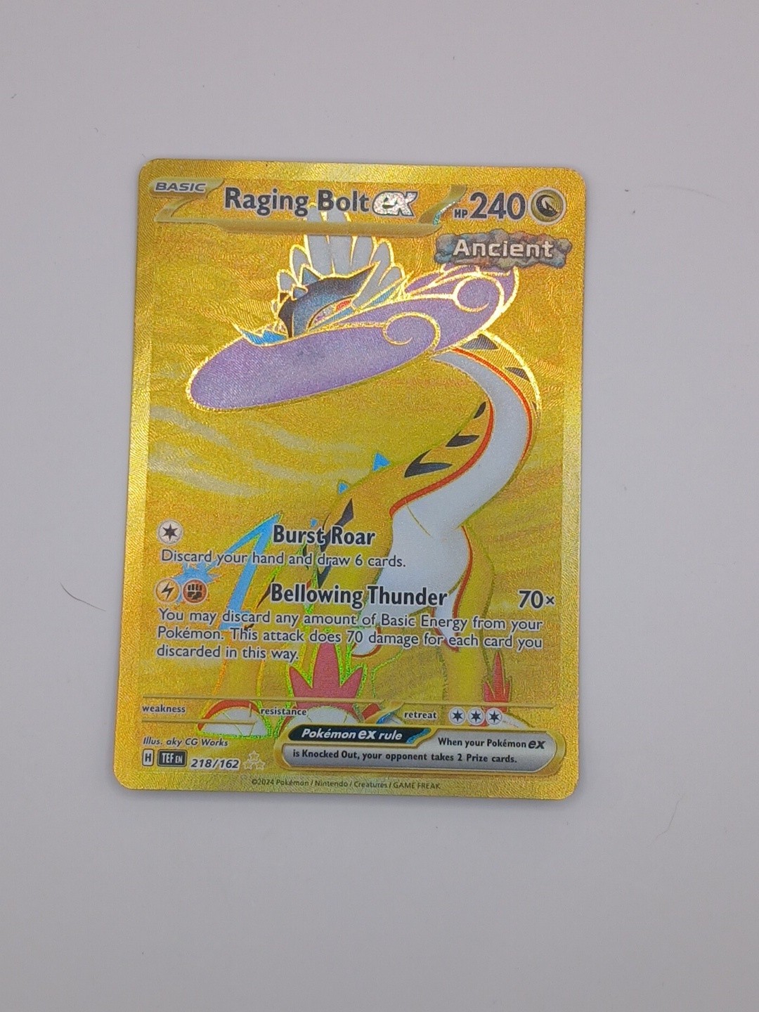 Pokémon TCG Raging Bolt EX Scarlet & Violet Temporal Forces 218/162 Gold Card