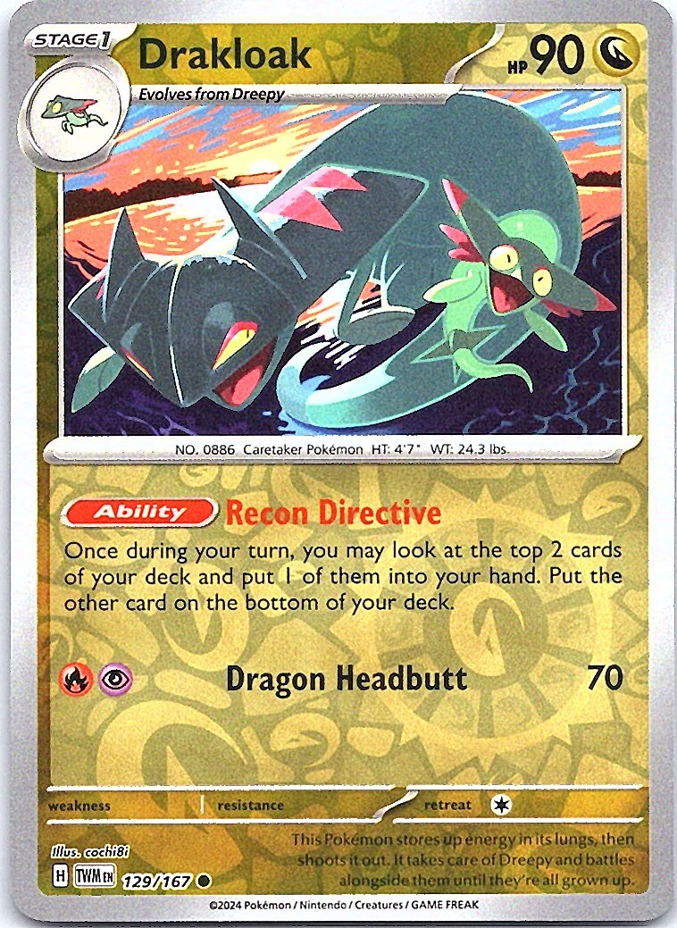 Drakloak Reverse Holo Common SV06: Twilight Masquerade 129/167 NM