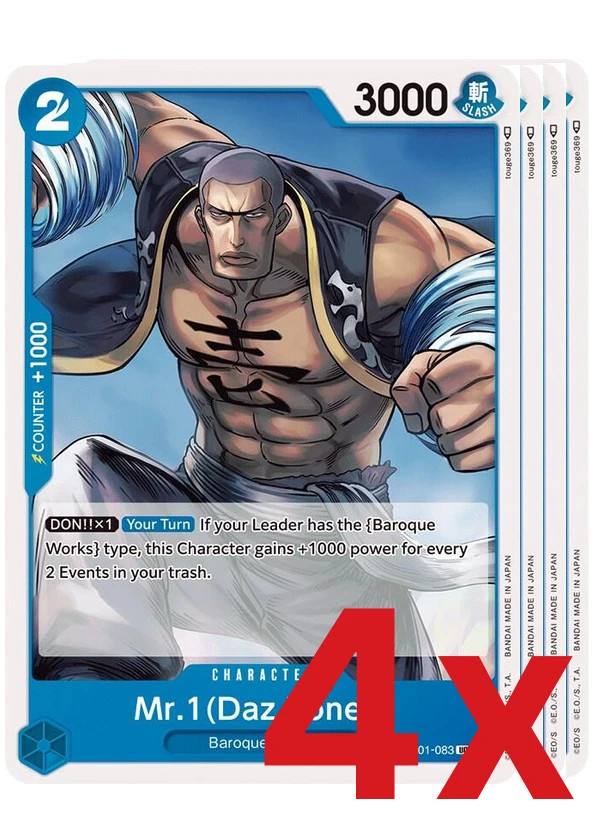 4x Mr.1 (Daz.Bonez) UC Romance Dawn OP01-083 NM