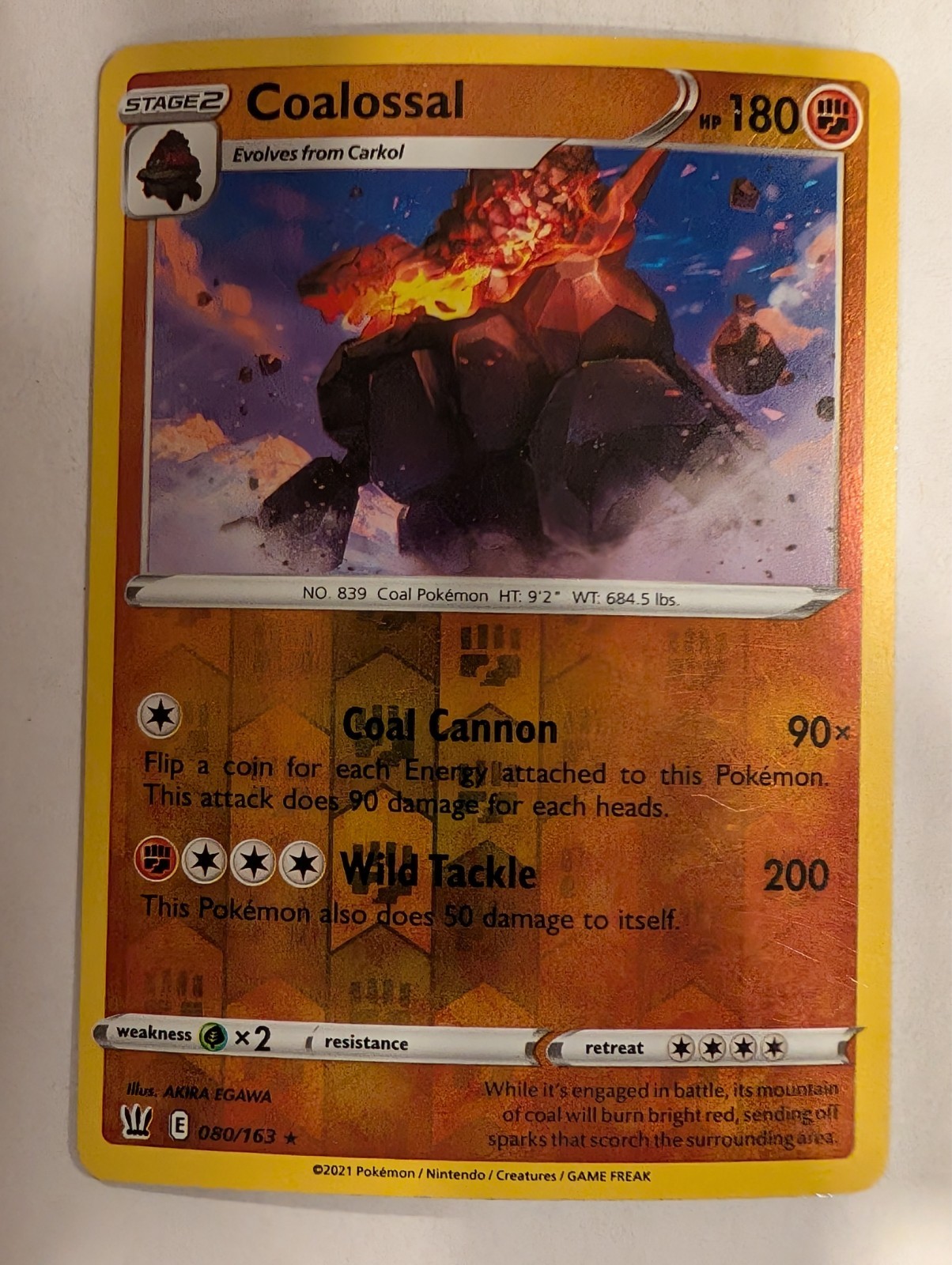 Coalossal 080/163 – Battle Styles Reverse Pokemon Holo Foil Nice!
