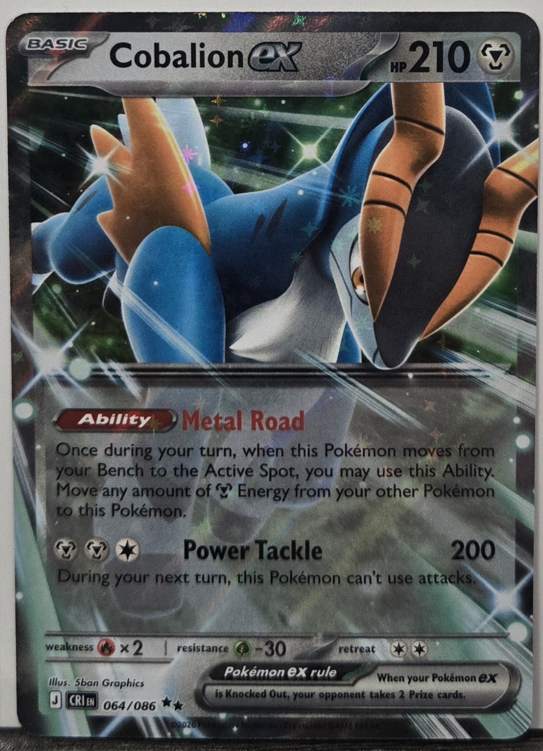 Pokemon TCG Cobalion ex 064/086 ME04: Chaos Rising Holo