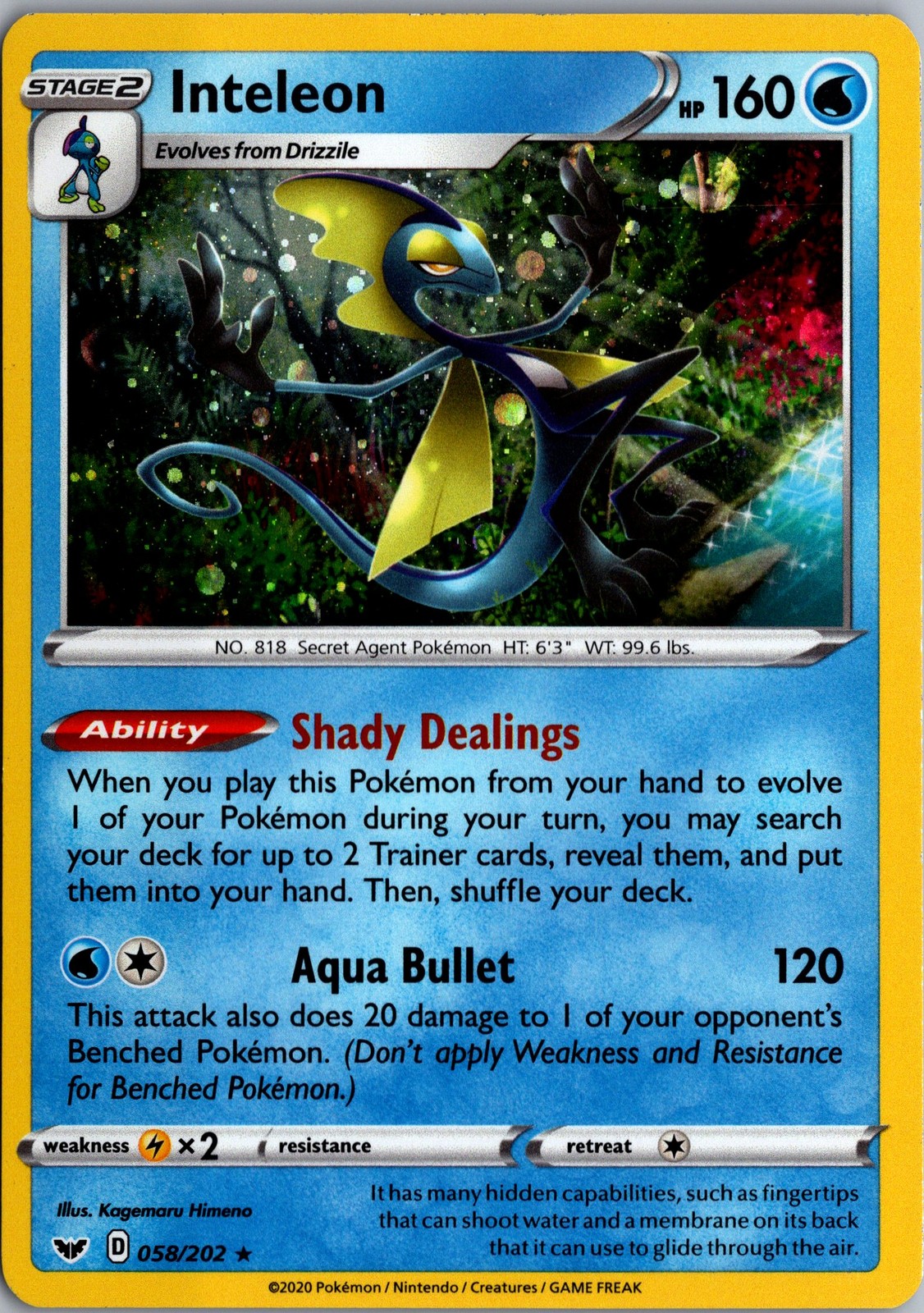 Inteleon Cosmos Holo 058/202 Promo Sword and Shield Base Set LP Pokemon Card