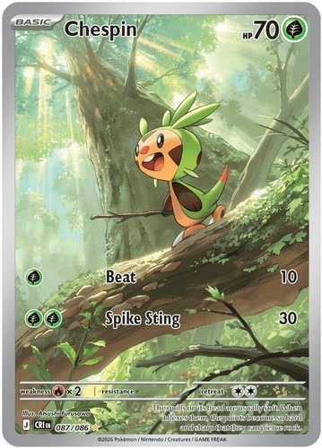 Chespin Illustration Rare Chaos Rising 087/086 Near Mint