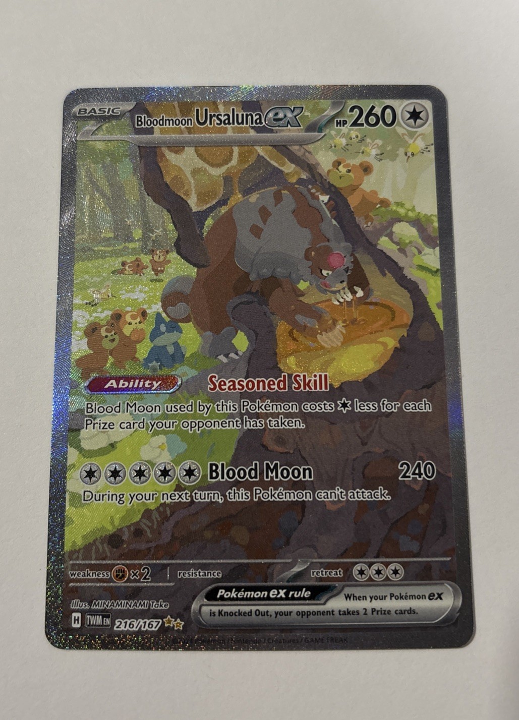Bloodmoon Ursaluna ex 216/167 Twilight Masquerade Pokemon Holo NM