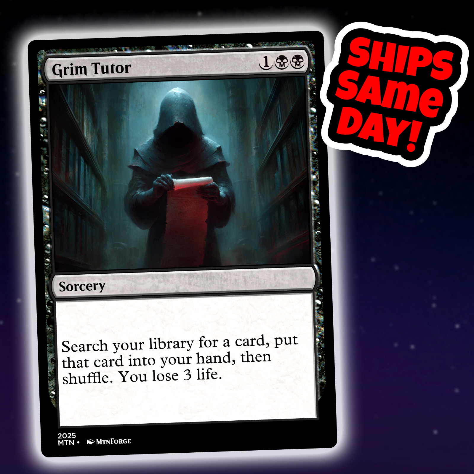 Grim Tutor – Custom Art Magic: The Gathering Playtest Card – Commander EDH