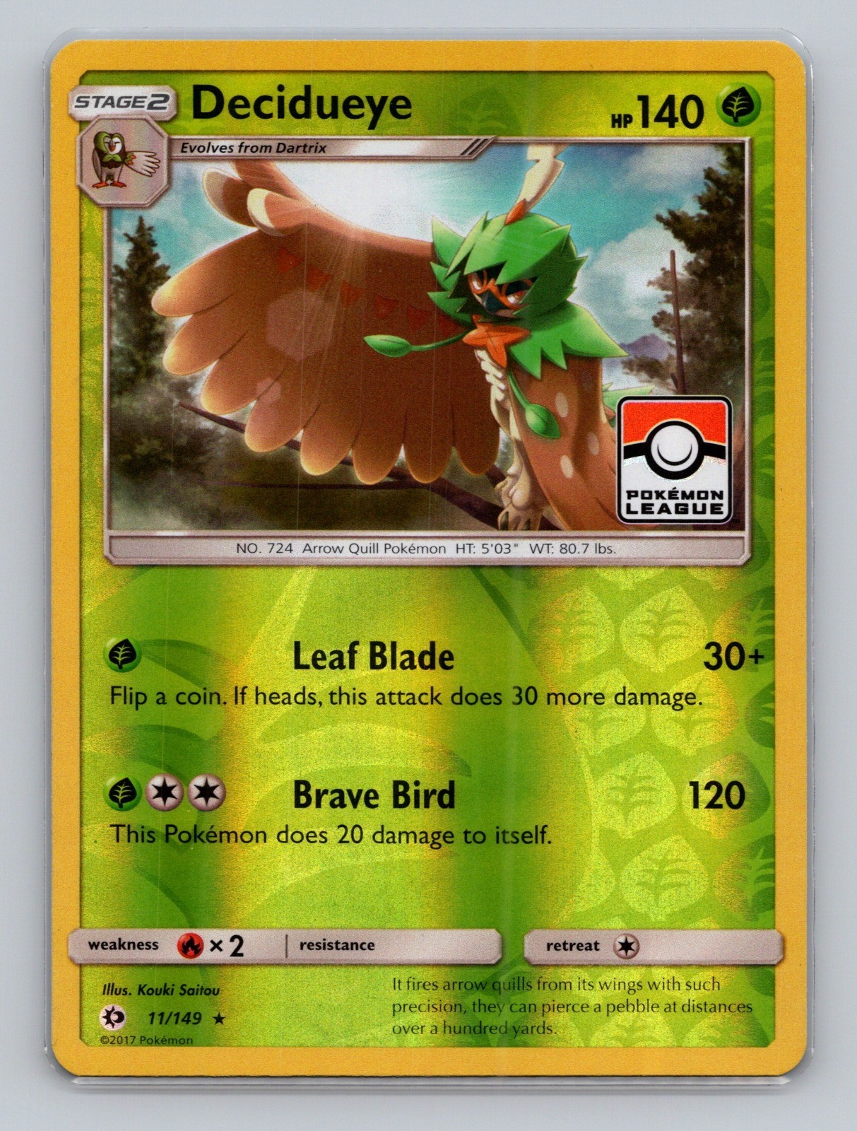 Decidueye – 11/149 (Pokemon League) 011/149 Promo League & Championship Cards NM