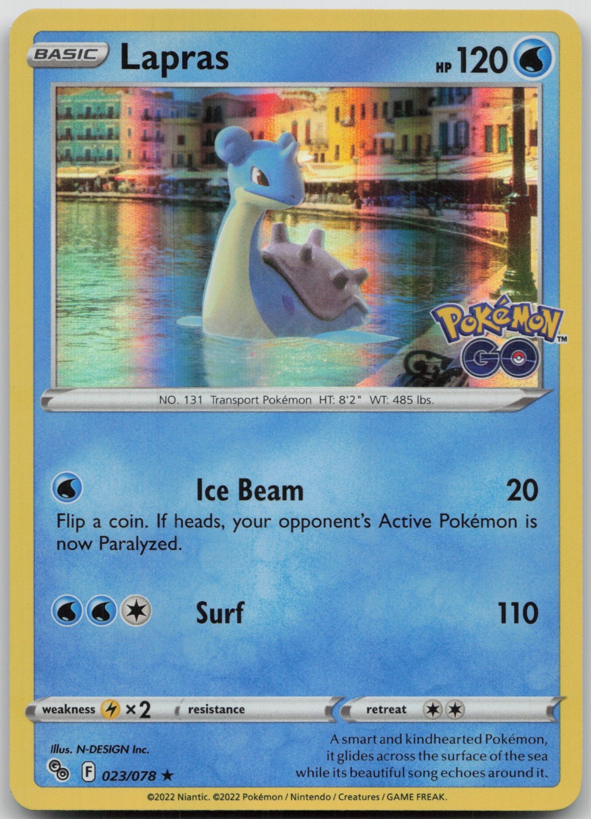 Lapras Holo Rare Holo Pokemon GO 023/078 NM N-DESIGN Inc