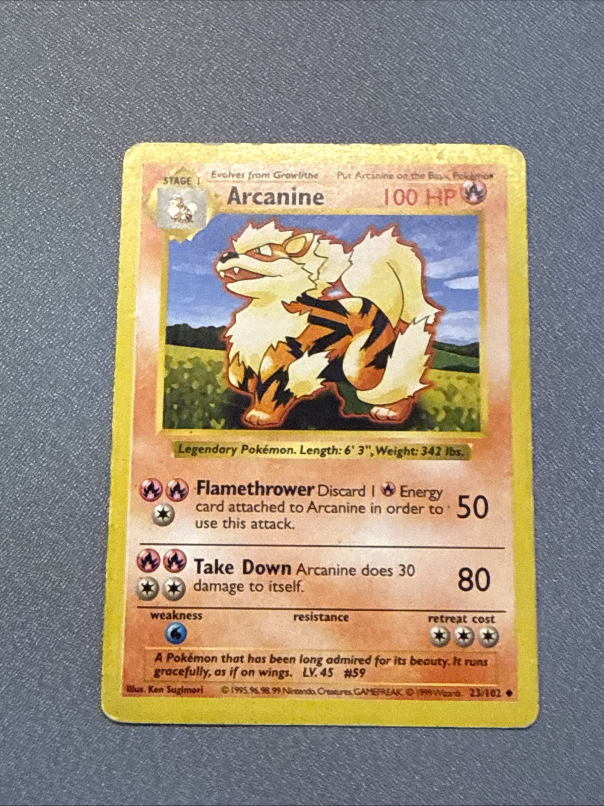 Pokemon – Arcanine 23/102 WOTC Base Set Shadowless – LP