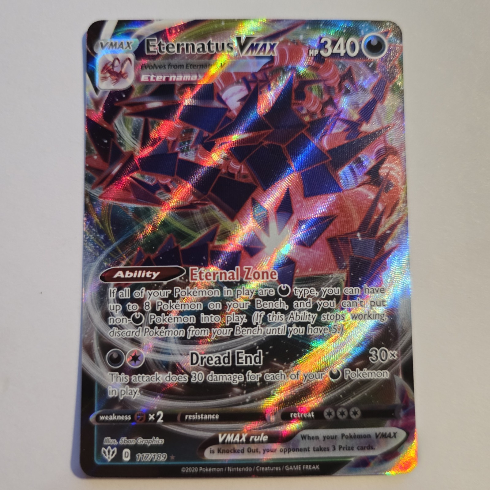 Eternatus VMAX 117/189 Swsh03: Darkness Ablaze Holo