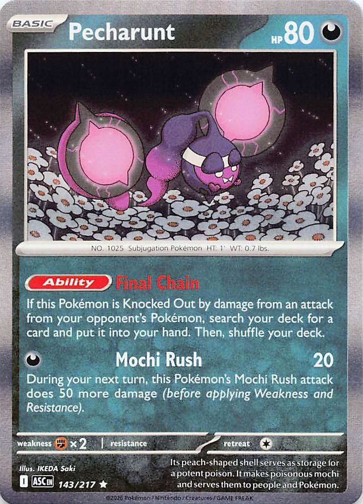 Pecharunt Holo Rare Darkness Holo ME: Ascended Heroes ASC 143/217 aky CG Works N
