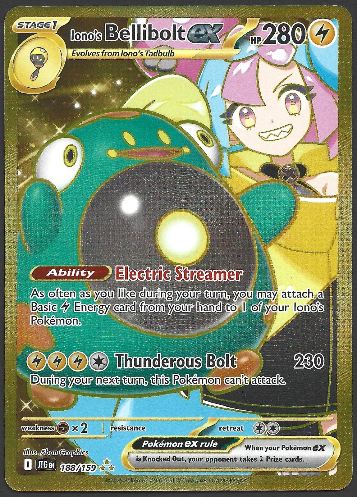 Iono’s Bellibolt ex 188/159 Hyper Rare Journey Together Pokemon Holo Near Mint