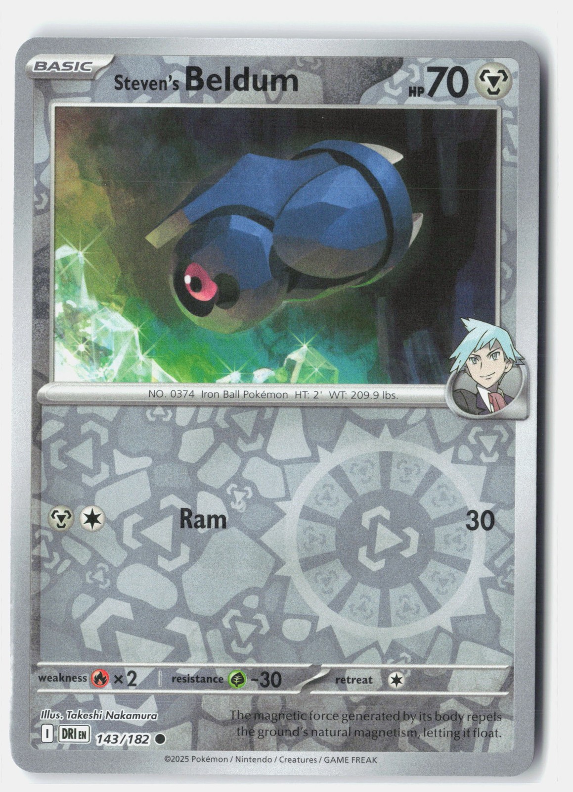 Steven’s Beldum Reverse Holofoil Common DRI 143/182 NM