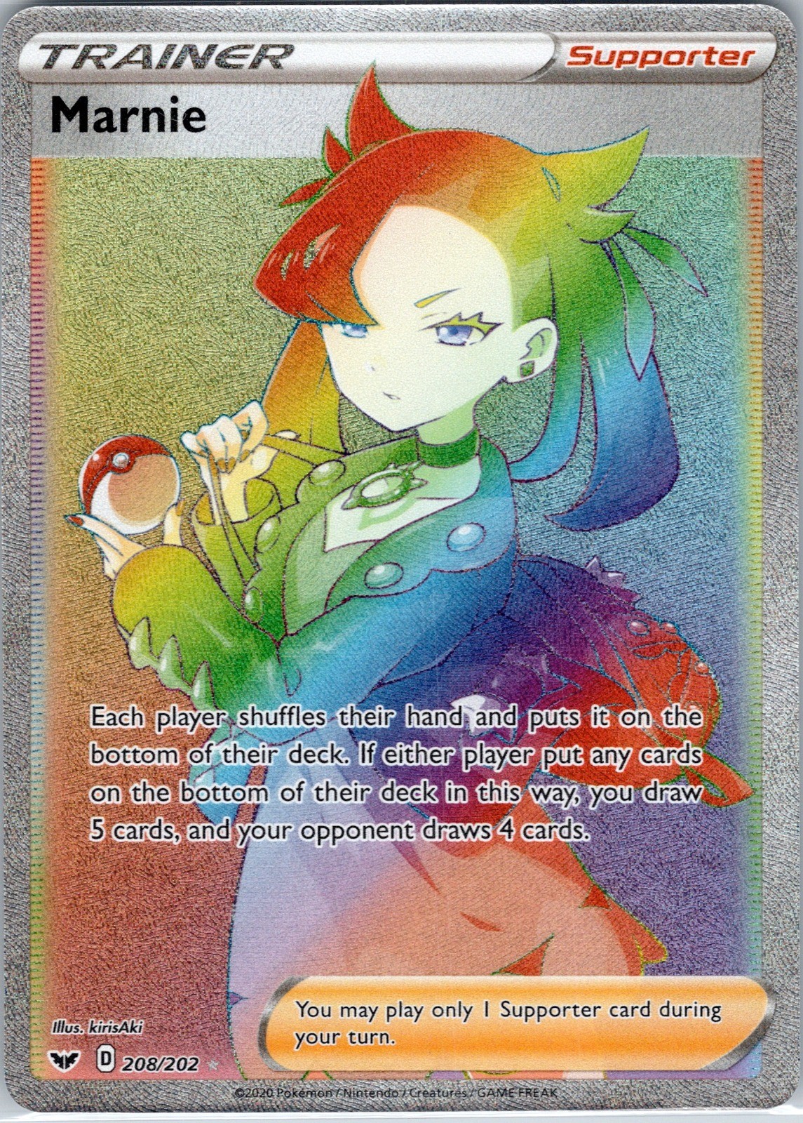 Marnie (Secret) Holo Secret Rare SWSH01: Sword & Shield Base Set #208/202