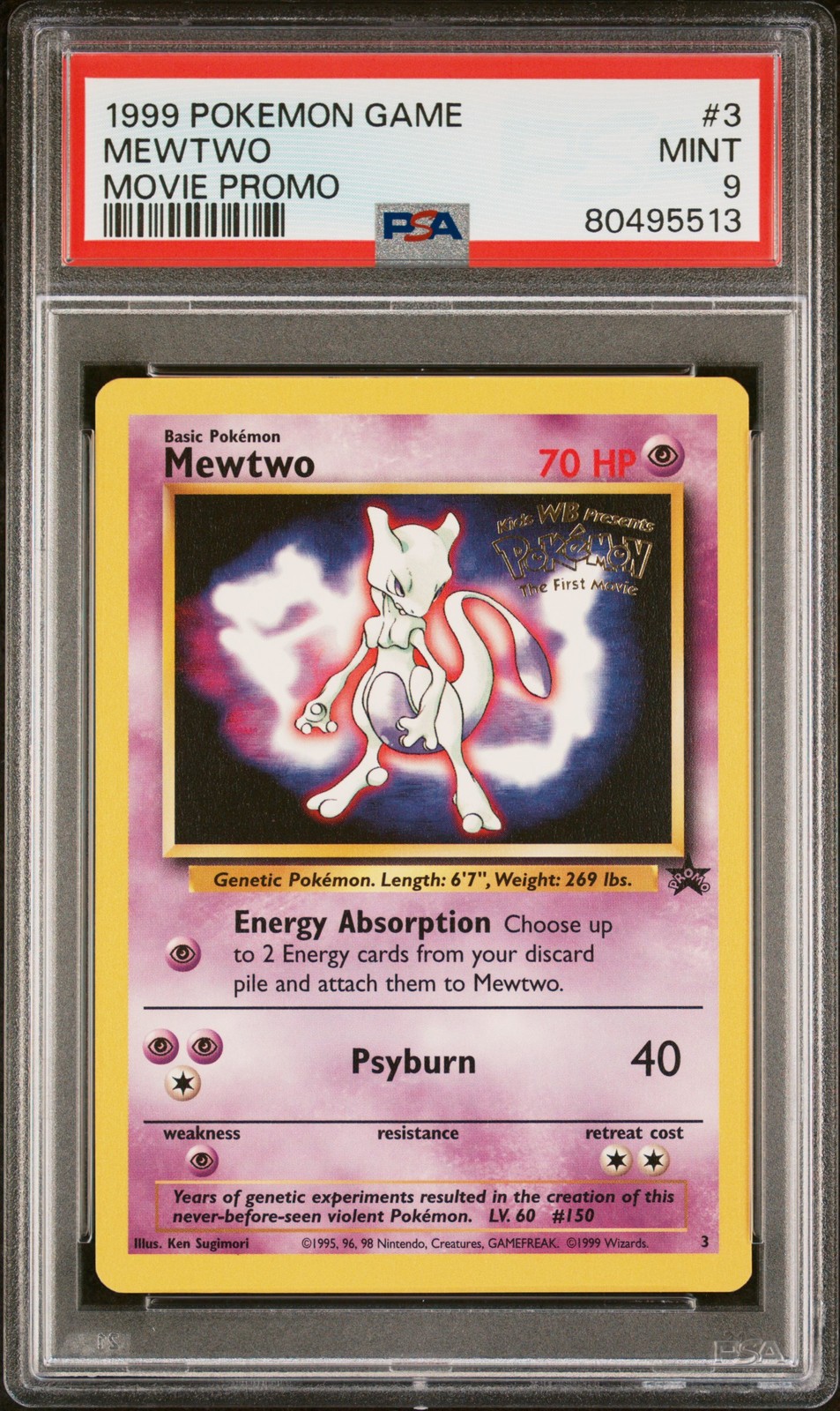 1999 Pokemon Game Movie #3 Mewtwo Movie Promo PSA 9
