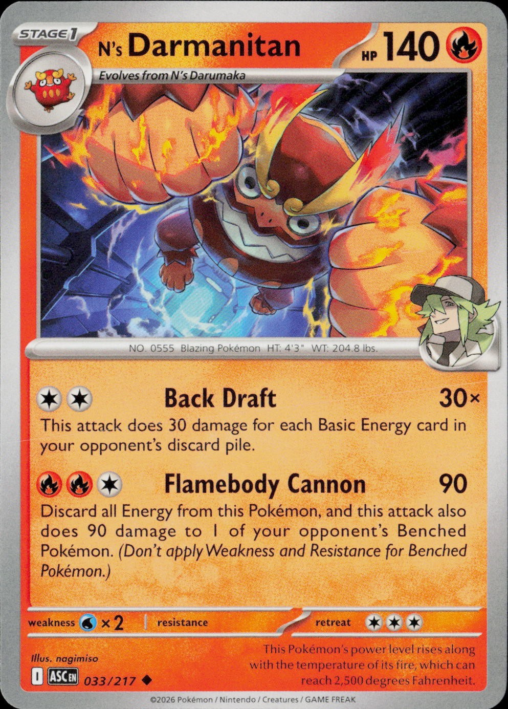 N’s Darmanitan ASC ME: Ascended Heroes #033/217 Uncommon NM