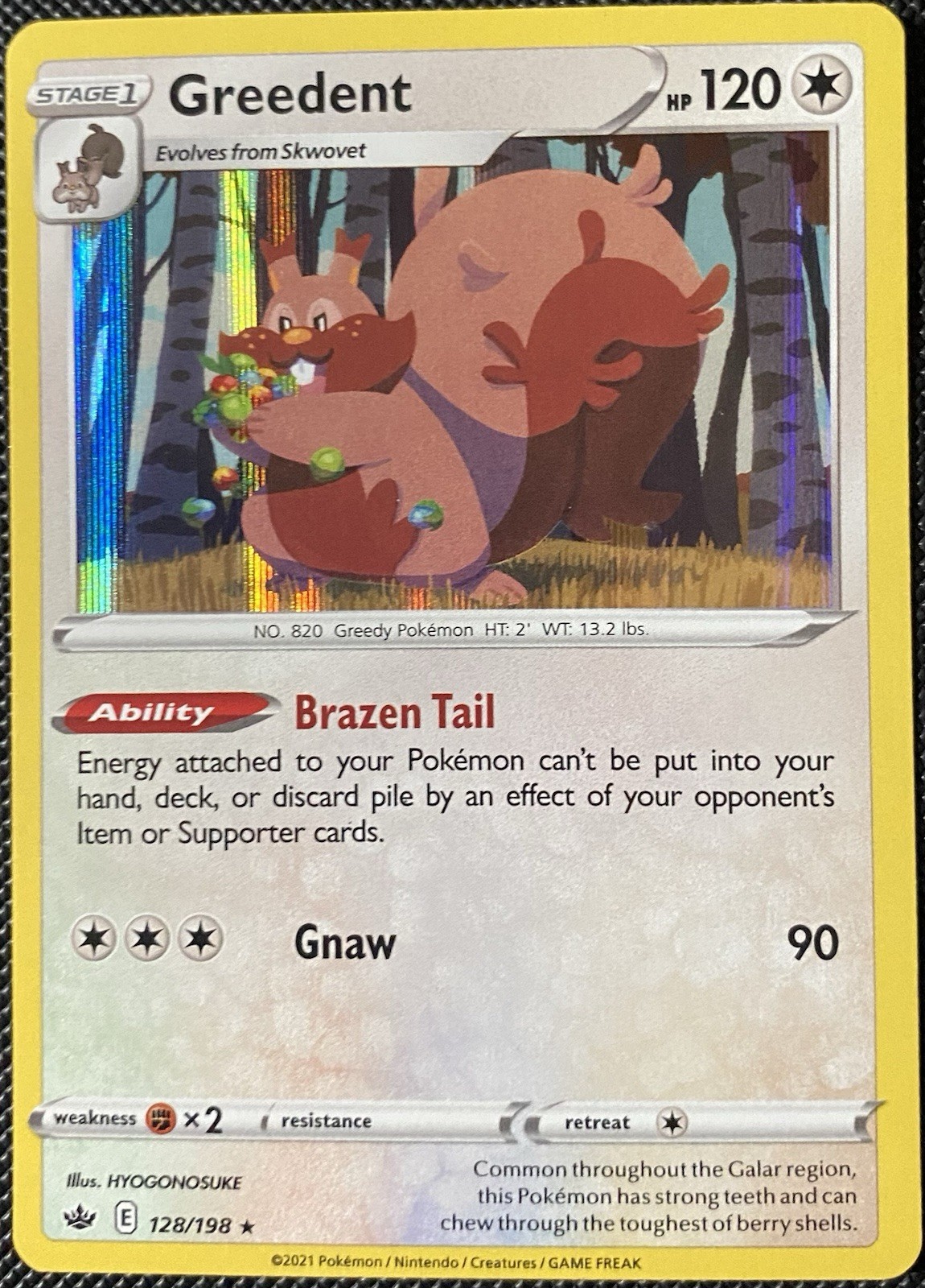 Greedent 128/198 Swsh06 Chilling Reign Holo (See Photos) Pokémon Card