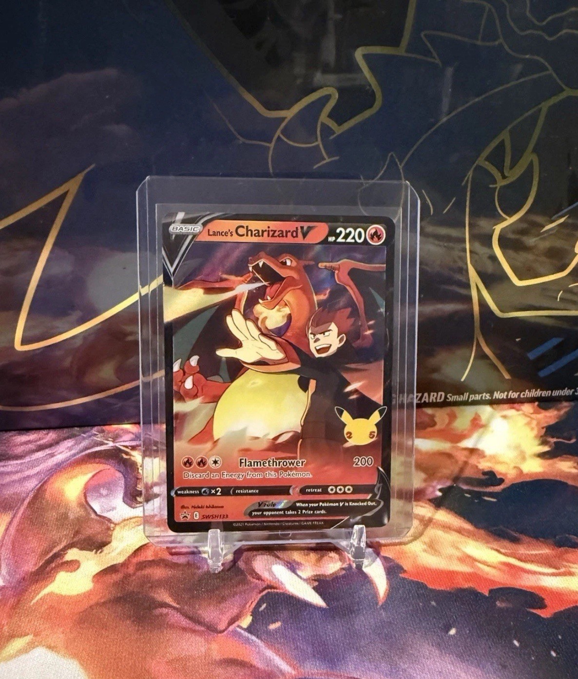 The Pokémon Company Lance’s Charizard V Holo Promo SWSH133 220 HP Flamethrower
