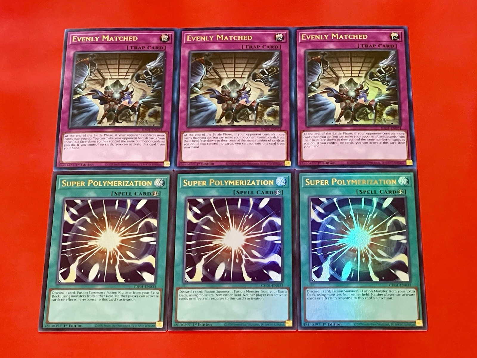 3x Super Polymerization + 3x Evenly Matched | Ultra Rare | NM | 1st Ed | YuGiOh!