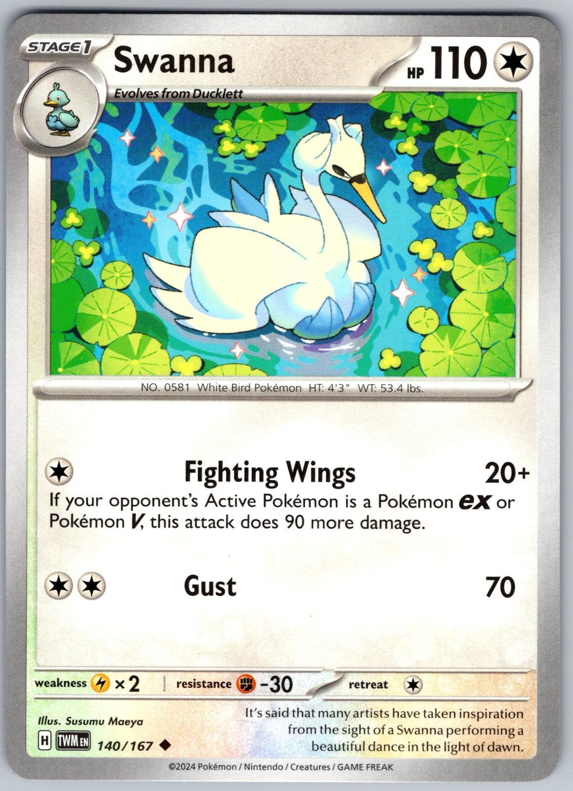 Swanna 140/167 Uncommon Twilight Masquerade Pokemon Near Mint